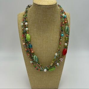 Multi Strand Beaded Costume Necklace